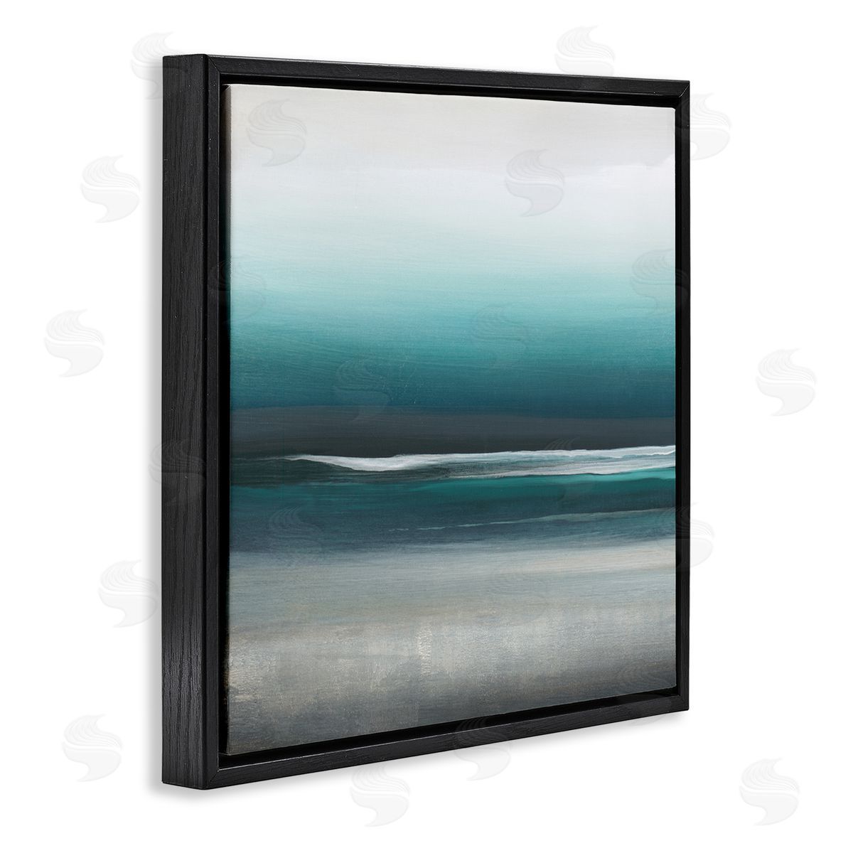 KC Haxton Stormy Coast Abstract Nautical Landscape Grey Blue Pop Black Floating Frame Canvas Wall Art Print