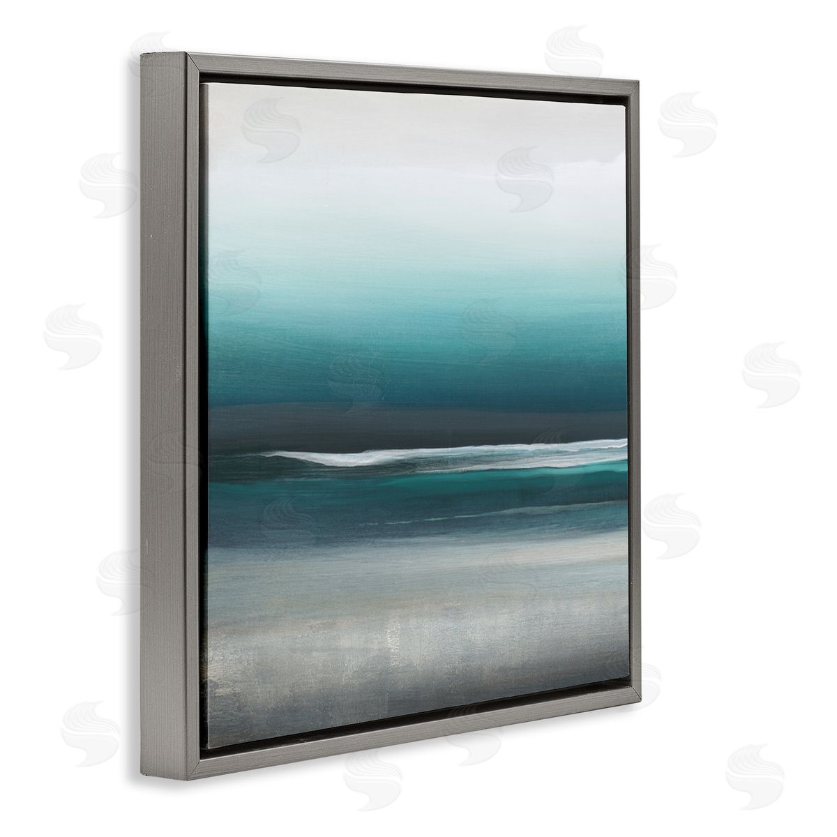 KC Haxton Stormy Coast Abstract Nautical Landscape Grey Blue Pop Gray Floating Frame Canvas Wall Art Print