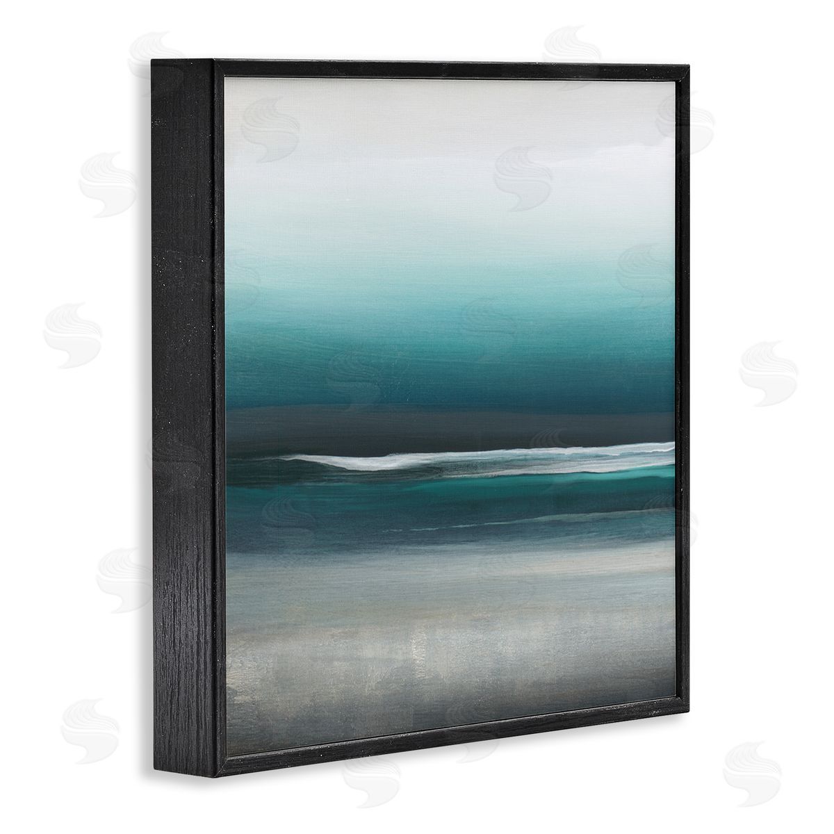 KC Haxton Stormy Coast Abstract Nautical Landscape Grey Blue Pop Black Framed Glicee Wall Art Print