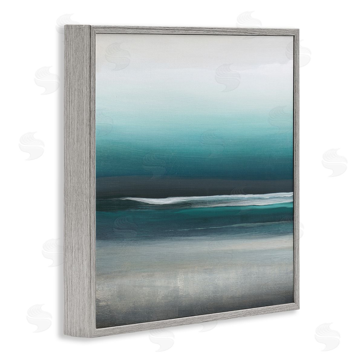 KC Haxton Stormy Coast Abstract Nautical Landscape Grey Blue Pop Gray Framed Glicee Wall Art Print
