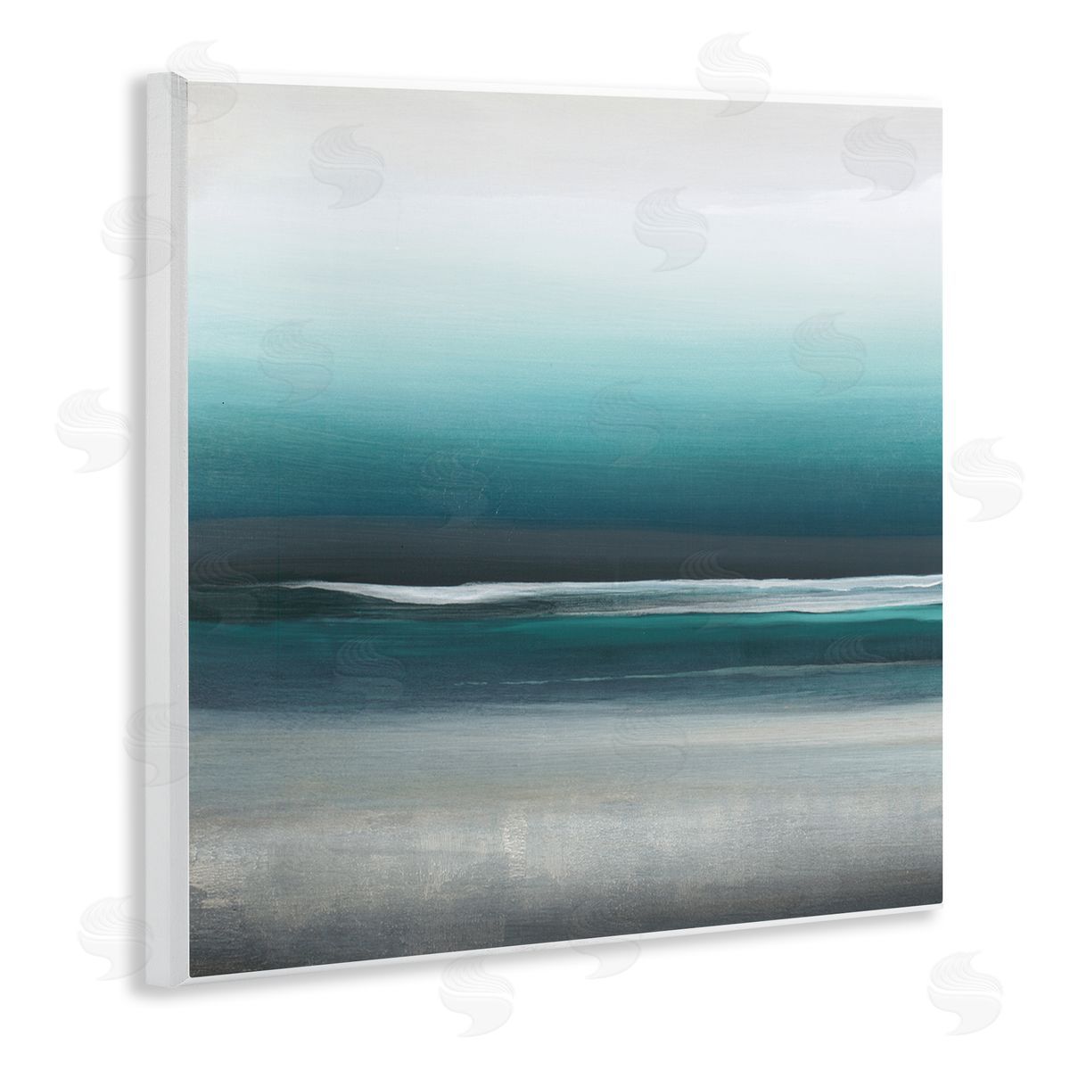 KC Haxton Stormy Coast Abstract Nautical Landscape Grey Blue Pop Wooden Wall Plaque Art Print