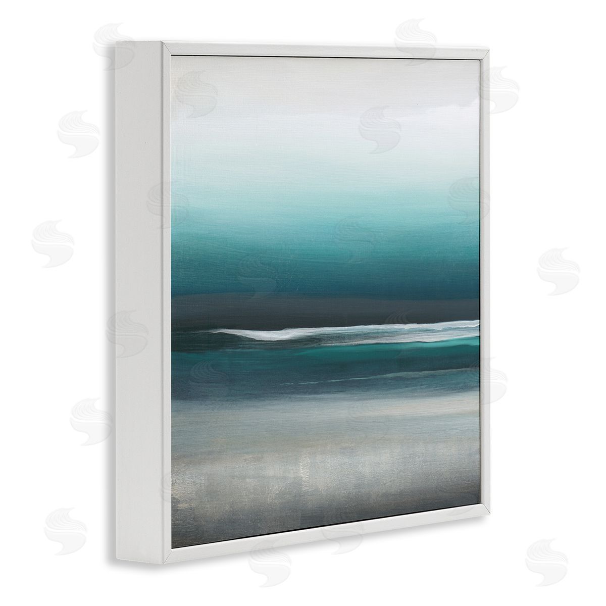 KC Haxton Stormy Coast Abstract Nautical Landscape Grey Blue Pop White Framed Glicee Wall Art Print
