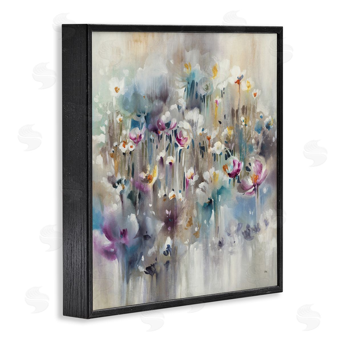 K. Nari Soft Rounded Wild Flowers Abstract Floral Field Black Framed Glicee Wall Art Print