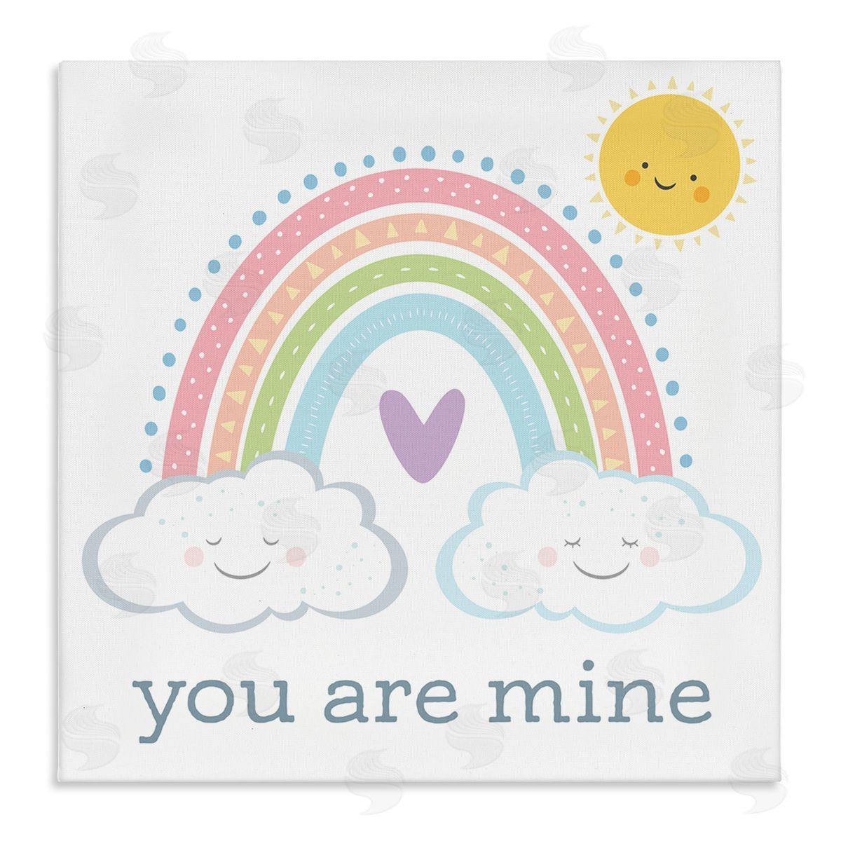 AE Design You Are Mine Expression Smiling Cloud Sun Rainbow Stretched Canvas Wall Art Print