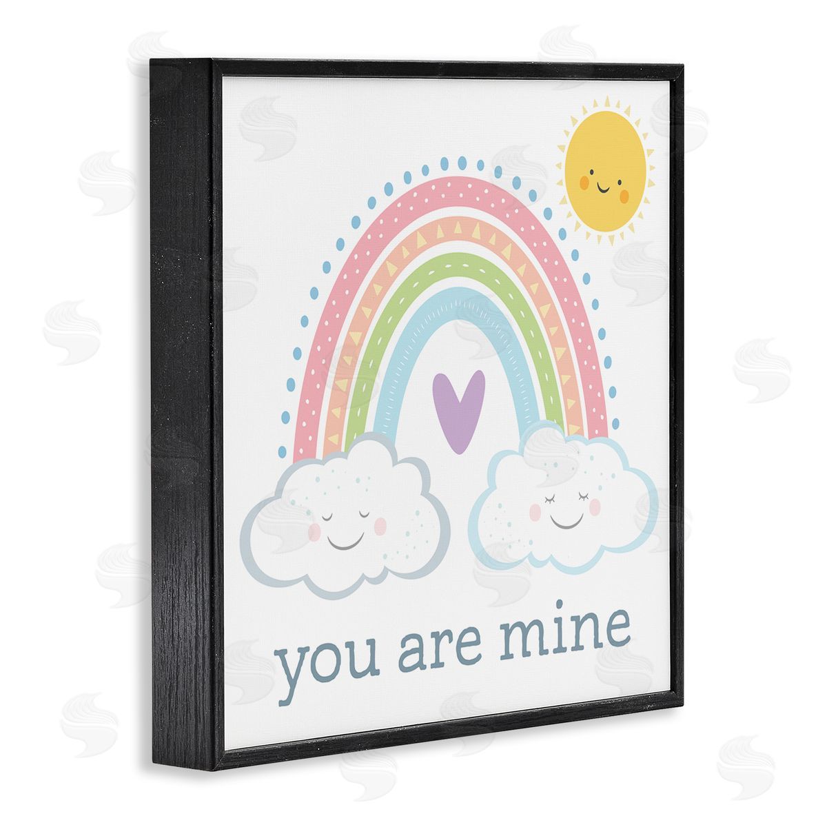 AE Design You Are Mine Expression Smiling Cloud Sun Rainbow Black Framed Glicee Wall Art Print