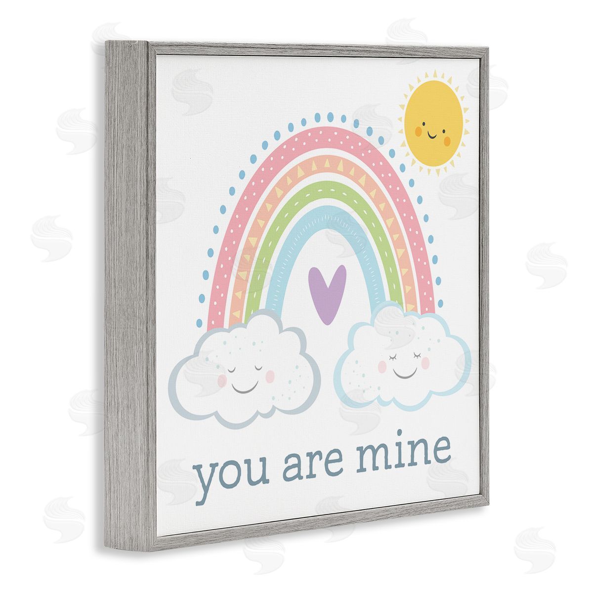 AE Design You Are Mine Expression Smiling Cloud Sun Rainbow Gray Framed Glicee Wall Art Print