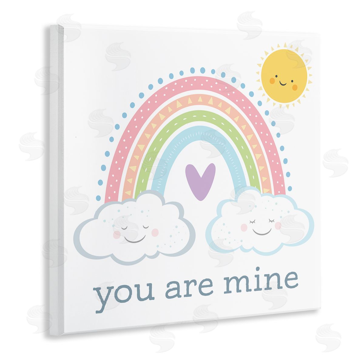 AE Design You Are Mine Expression Smiling Cloud Sun Rainbow Wooden Wall Plaque Art Print