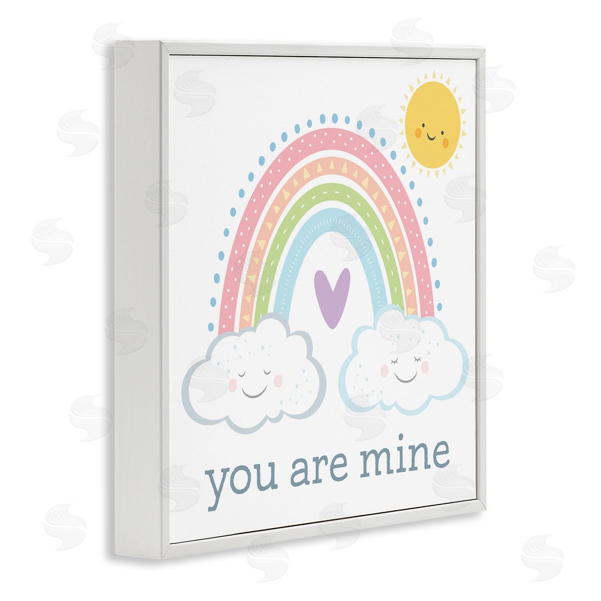 AE Design You Are Mine Expression Smiling Cloud Sun Rainbow White Framed Glicee Wall Art Print