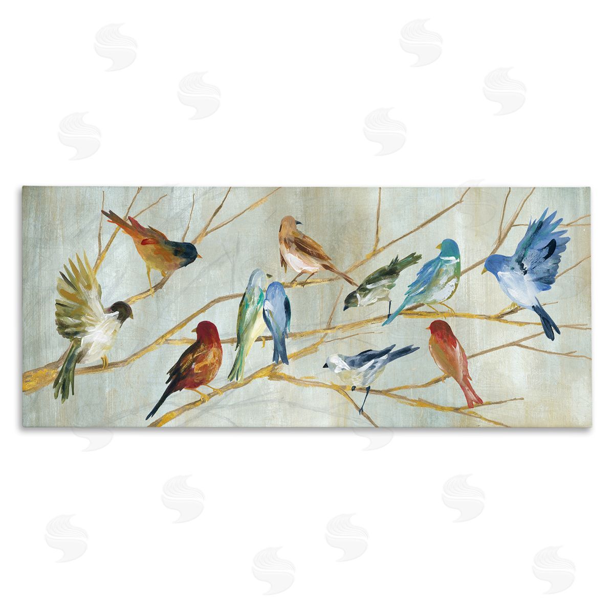 Birds Resting Autumn Branches Canvas Wall Art, Home Decor by Carol Robinson
