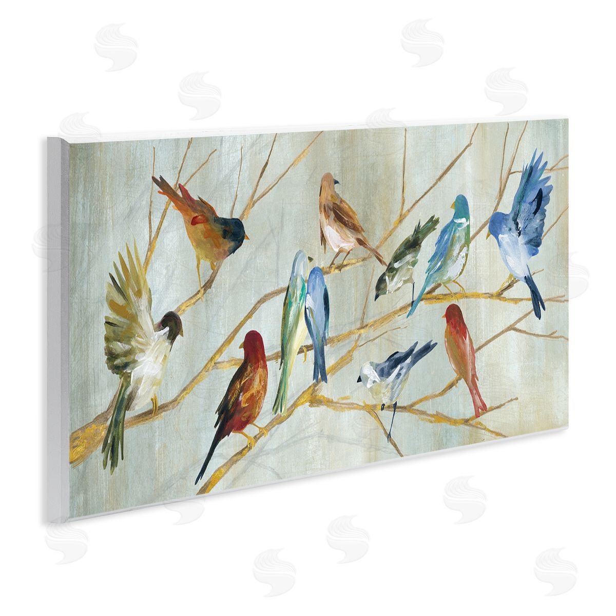 Birds Resting Autumn Branches Wood Plaque Wall Art, Home Decor by Carol Robinson