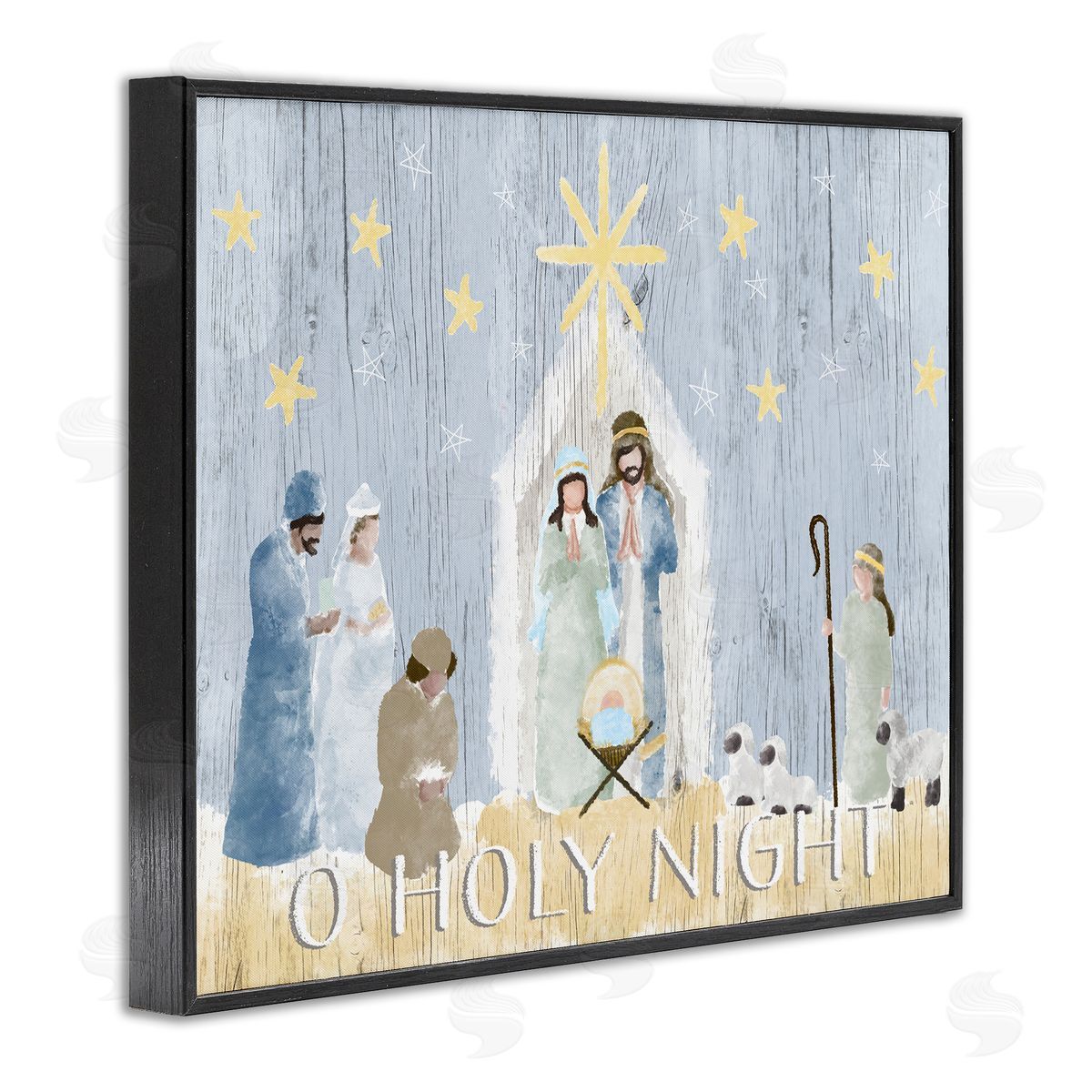 Nativity Barn Stable Scene Black Frame Print Wall Art, Home Decor by Andi Metz