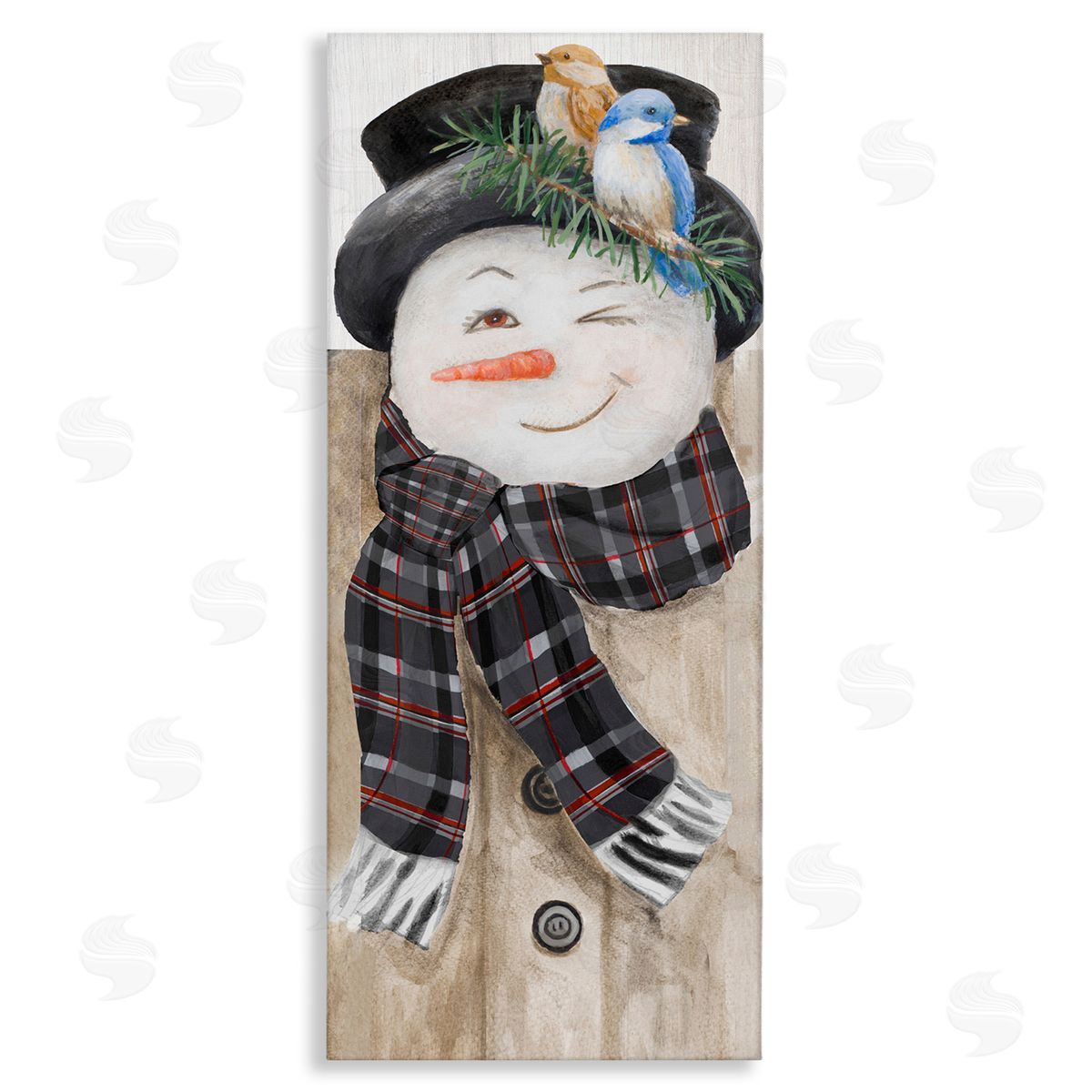 Rustic Winter Snowman Wink Canvas Wall Art, Home Decor by Lanie Loreth