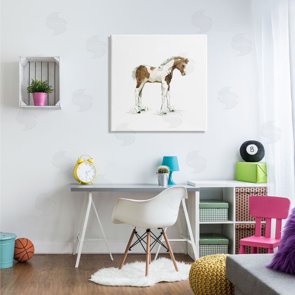 Carol Robinson Young Farm Horse Minimal Country Animal over White Canvas Wall Art in Room