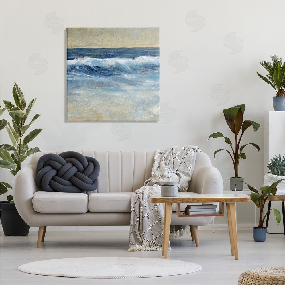 Tim O'Toole Incoming Beach Tide Contemporary Painting Soft Whitecaps Canvas Wall Art in Room