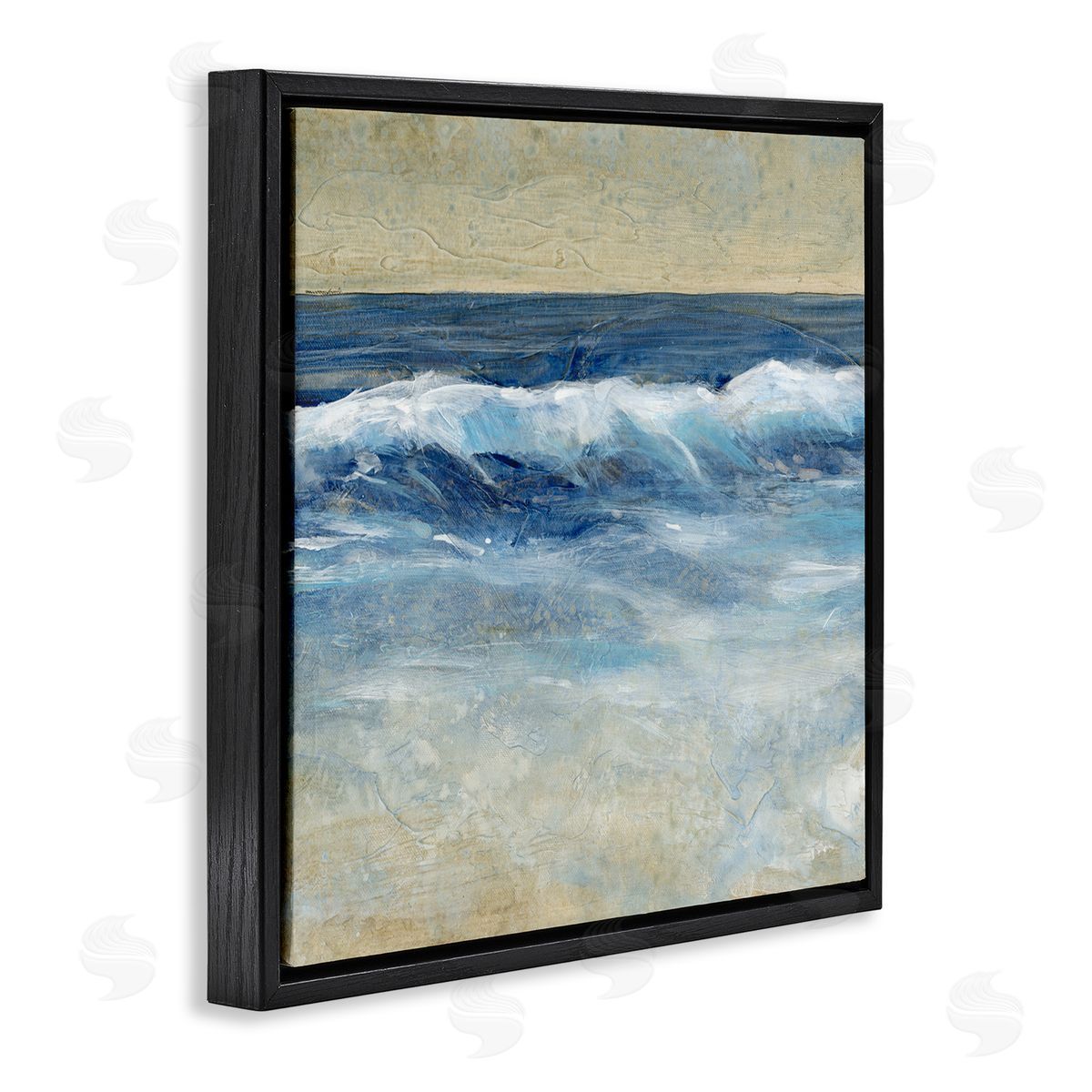 Tim O'Toole Incoming Beach Tide Contemporary Painting Soft Whitecaps Black Floating Frame Canvas Wall Art Print