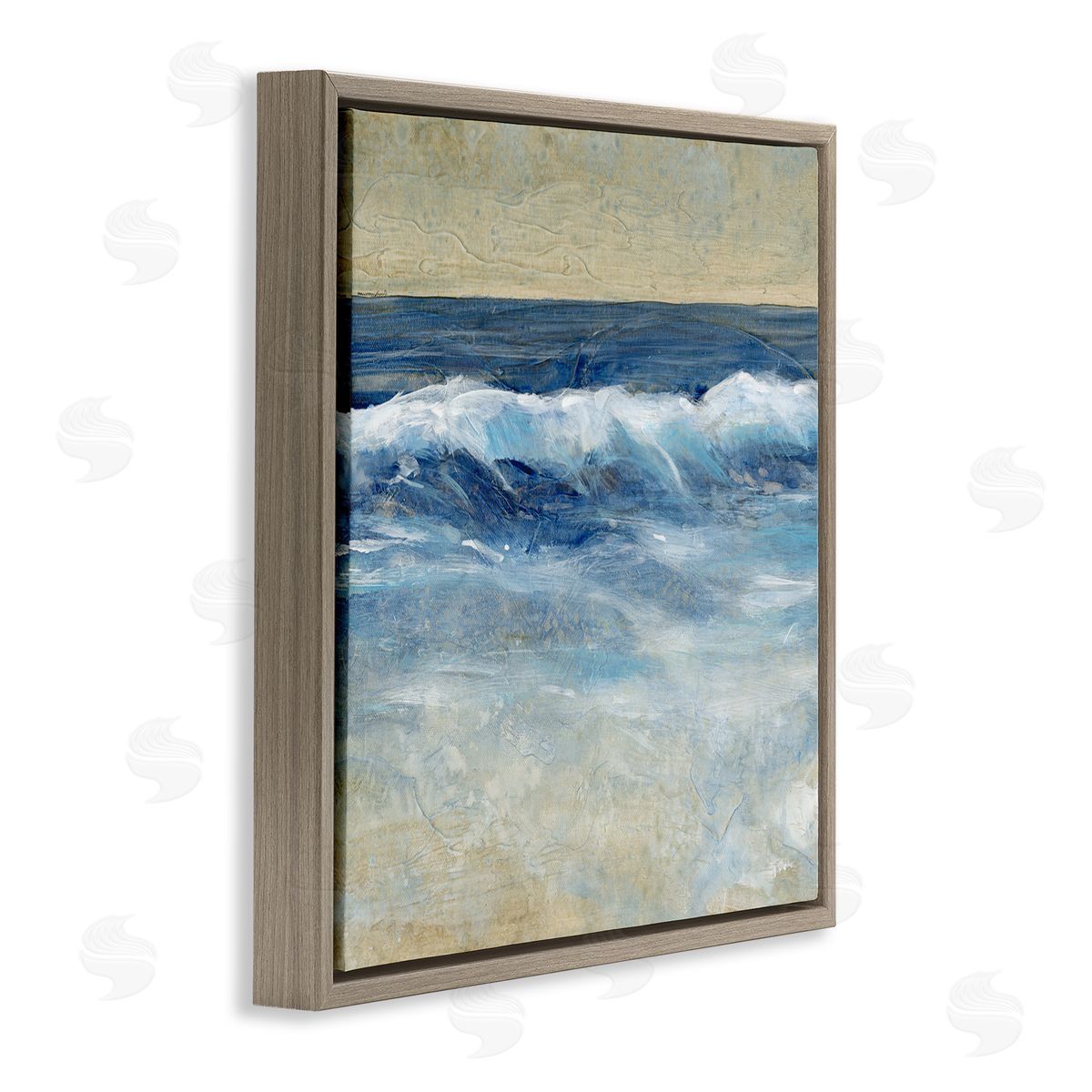 Tim O'Toole Incoming Beach Tide Contemporary Painting Soft Whitecaps Brown Floating Frame Canvas Wall Art Print