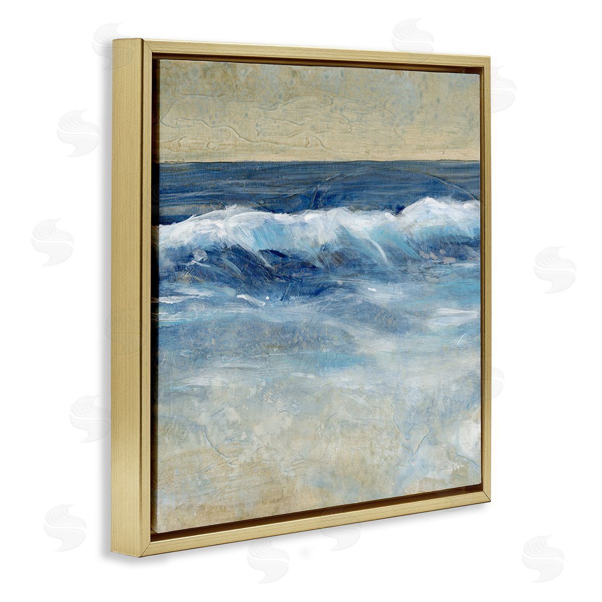 Tim O'Toole Incoming Beach Tide Contemporary Painting Soft Whitecaps Gold Floating Frame Canvas Wall Art Print