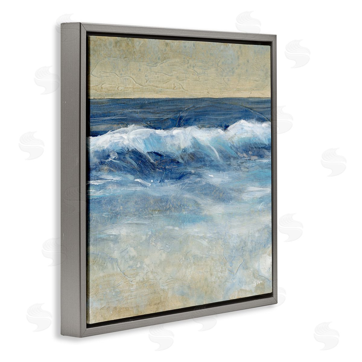 Tim O'Toole Incoming Beach Tide Contemporary Painting Soft Whitecaps Gray Floating Frame Canvas Wall Art Print