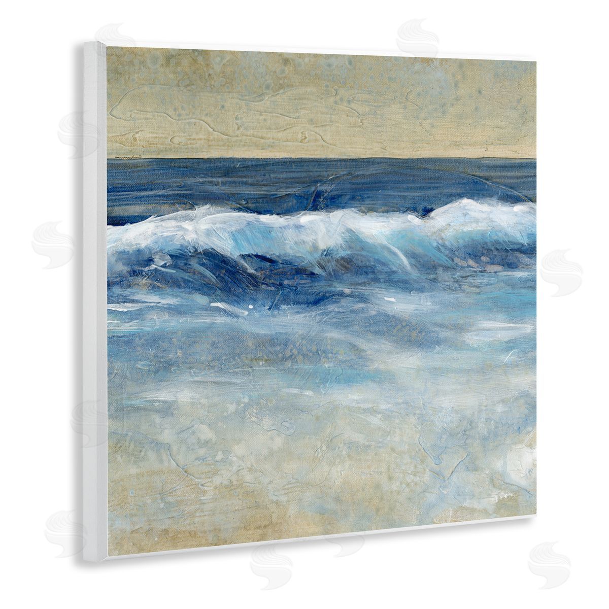 Tim O'Toole Incoming Beach Tide Contemporary Painting Soft Whitecaps Wooden Wall Plaque Art Print