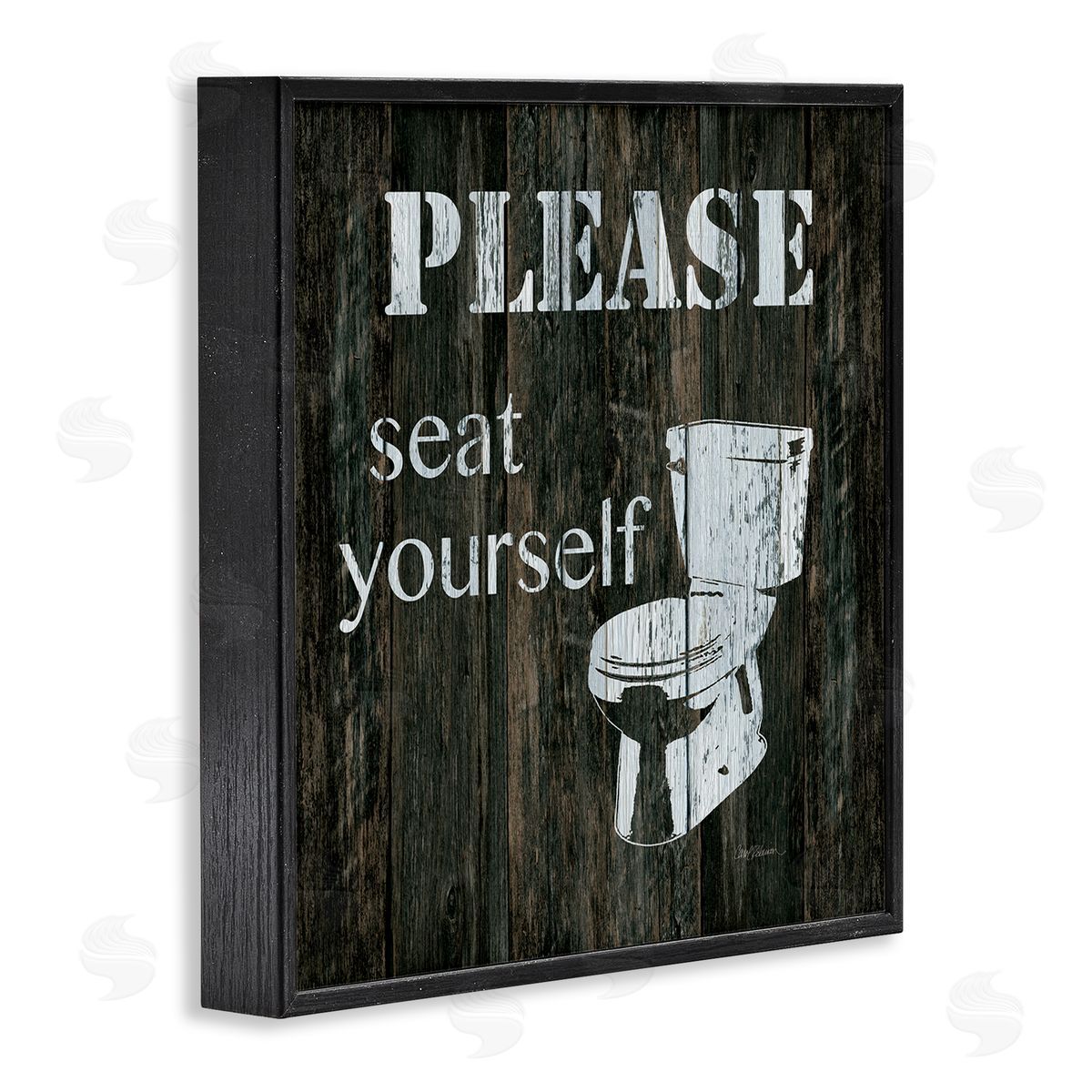 Carol Robinson Seat Yourself Rustic Bathroom Sign Distressed Toilet Black Framed Glicee Wall Art Print