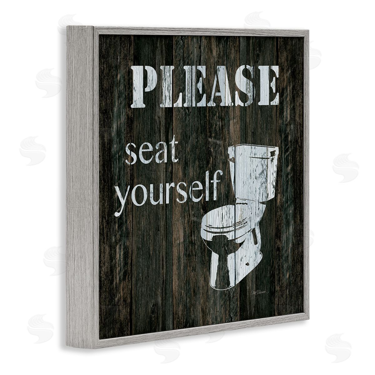 Carol Robinson Seat Yourself Rustic Bathroom Sign Distressed Toilet Gray Framed Glicee Wall Art Print