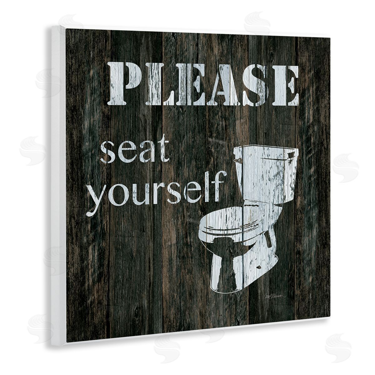 Carol Robinson Seat Yourself Rustic Bathroom Sign Distressed Toilet Wooden Wall Plaque Art Print