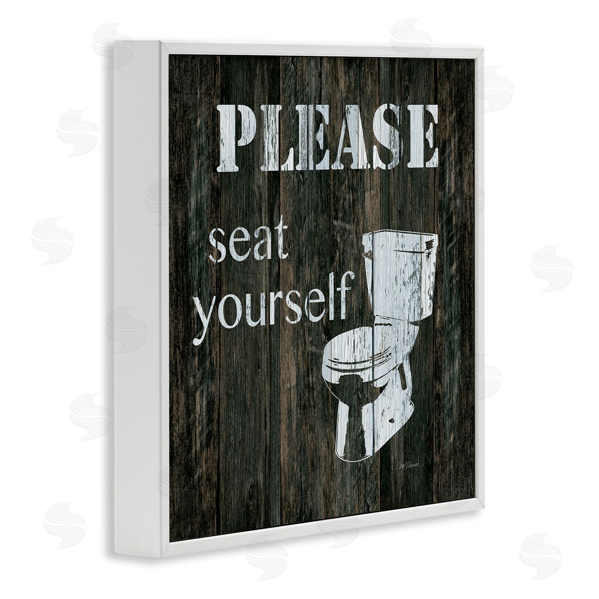 Carol Robinson Seat Yourself Rustic Bathroom Sign Distressed Toilet White Framed Glicee Wall Art Print