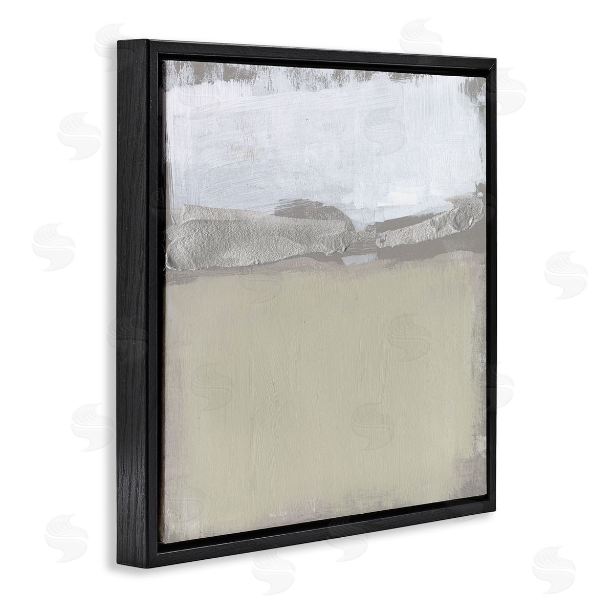 Jennifer Goldberger Silver Ribbon Abstract Horizon Neutral Tone Landscape Black Floating Frame Canvas Wall Art Print