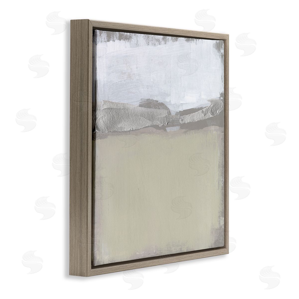 Jennifer Goldberger Silver Ribbon Abstract Horizon Neutral Tone Landscape Brown Floating Frame Canvas Wall Art Print