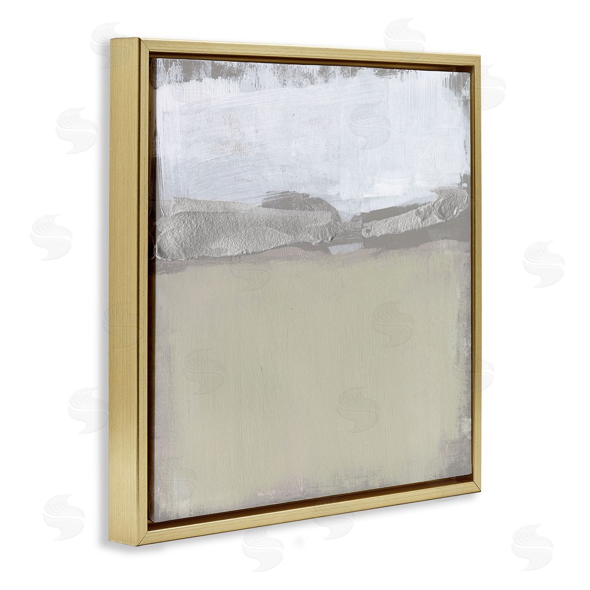 Jennifer Goldberger Silver Ribbon Abstract Horizon Neutral Tone Landscape Gold Floating Frame Canvas Wall Art Print