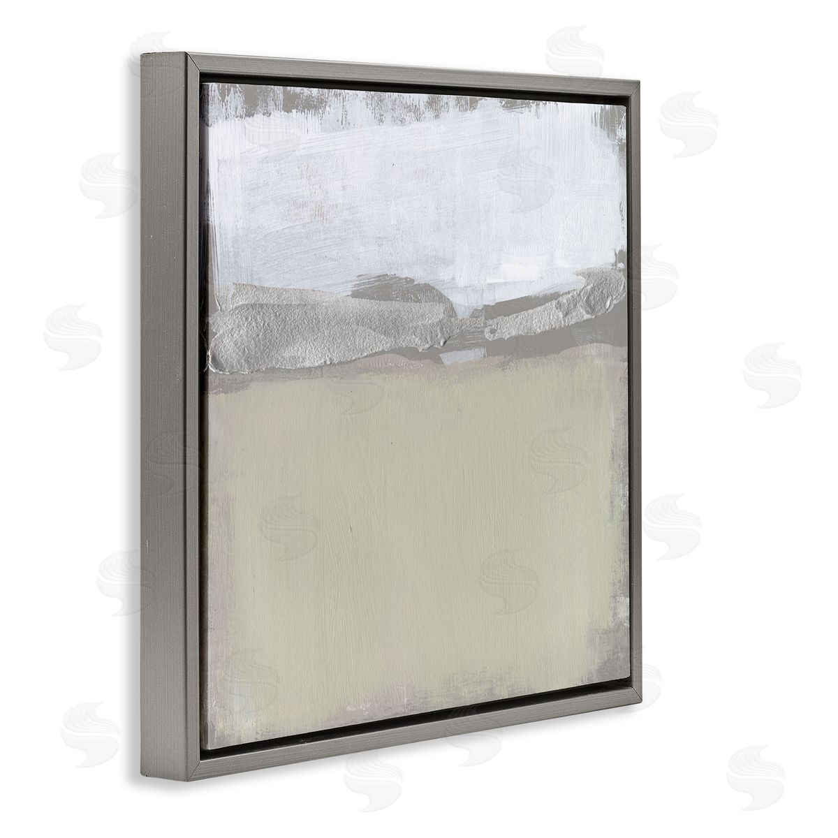 Jennifer Goldberger Silver Ribbon Abstract Horizon Neutral Tone Landscape Gray Floating Frame Canvas Wall Art Print