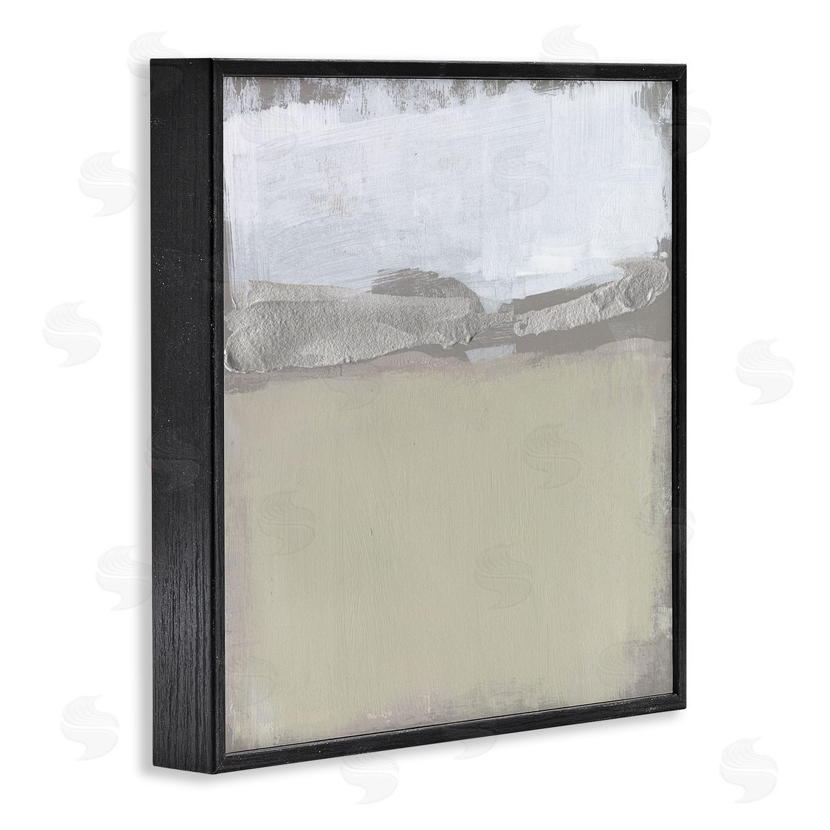 Jennifer Goldberger Silver Ribbon Abstract Horizon Neutral Tone Landscape Black Framed Glicee Wall Art Print