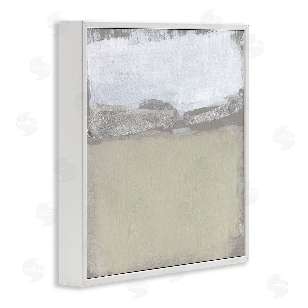 Jennifer Goldberger Silver Ribbon Abstract Horizon Neutral Tone Landscape White Framed Glicee Wall Art Print
