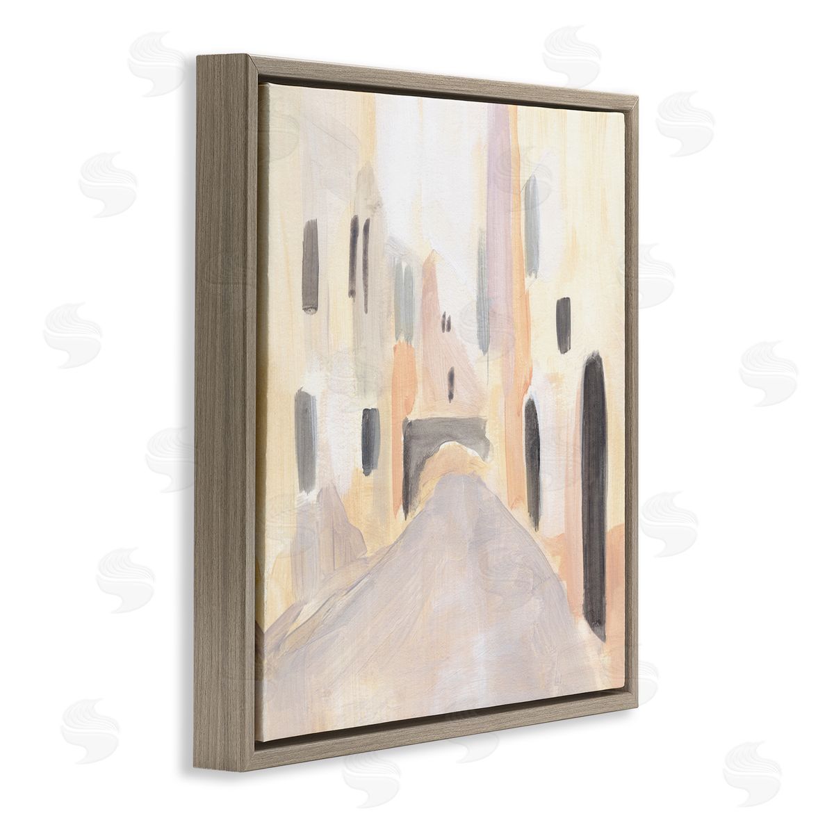 Annie Warren Soft Tone Urban Alleyway Delicate European Buildings Brown Floating Frame Canvas Wall Art Print