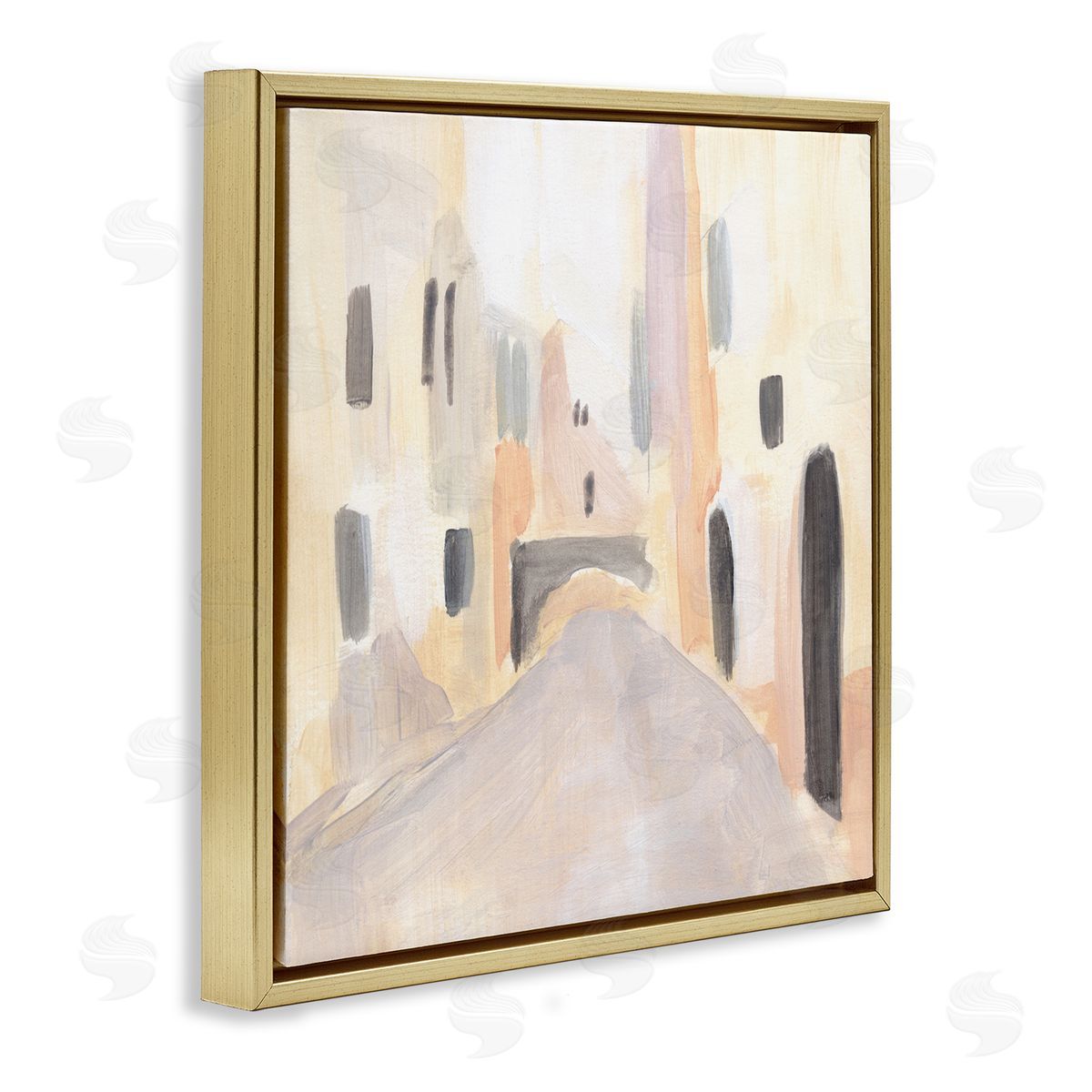 Annie Warren Soft Tone Urban Alleyway Delicate European Buildings Gold Floating Frame Canvas Wall Art Print