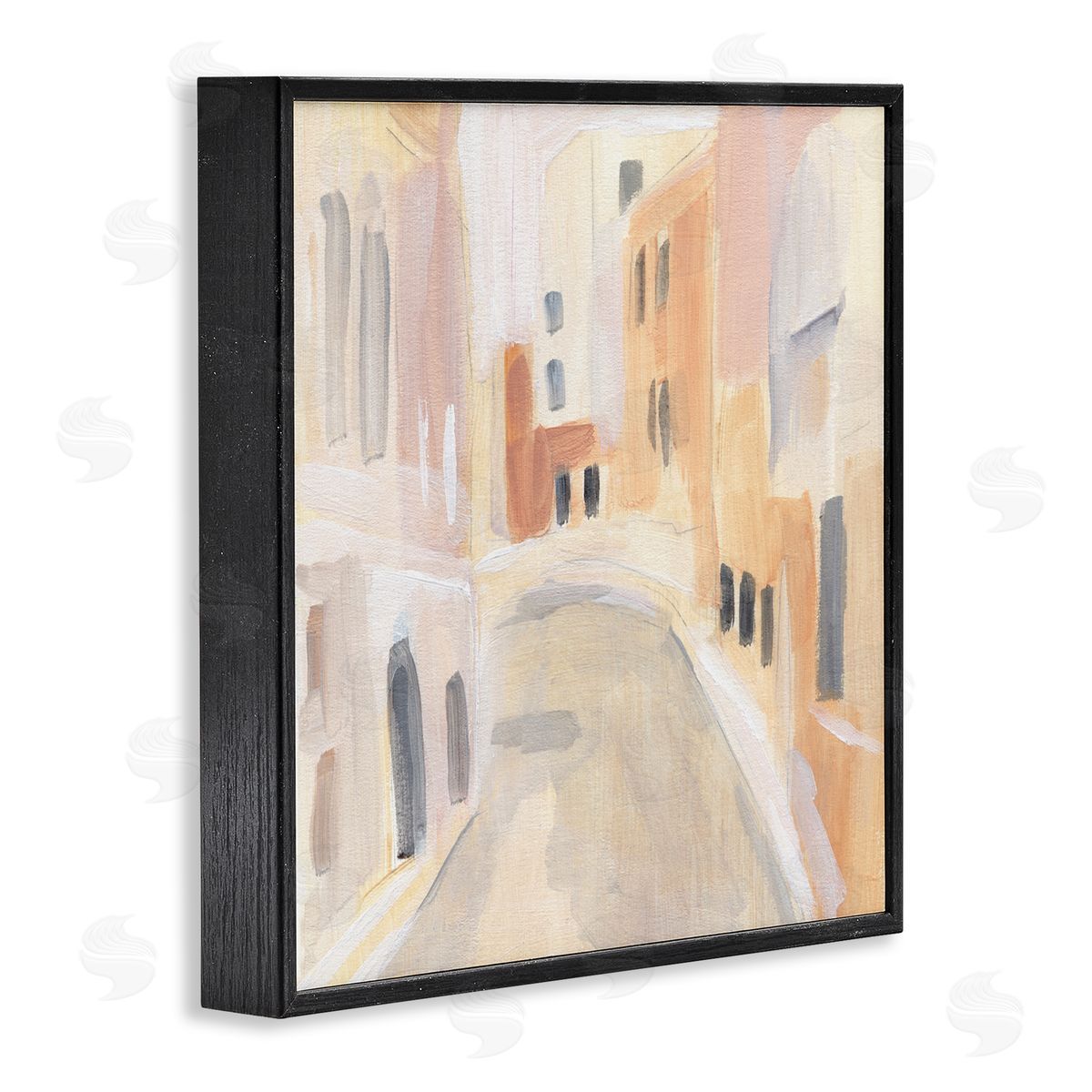 Annie Warren Soft City Pathway Delicate Coastal European Buildings Black Framed Glicee Wall Art Print