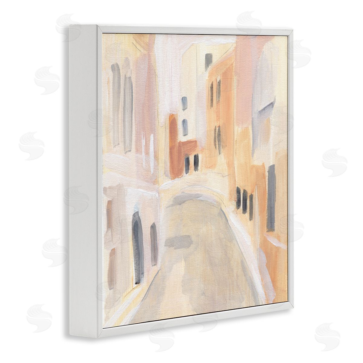 Annie Warren Soft City Pathway Delicate Coastal European Buildings White Framed Glicee Wall Art Print