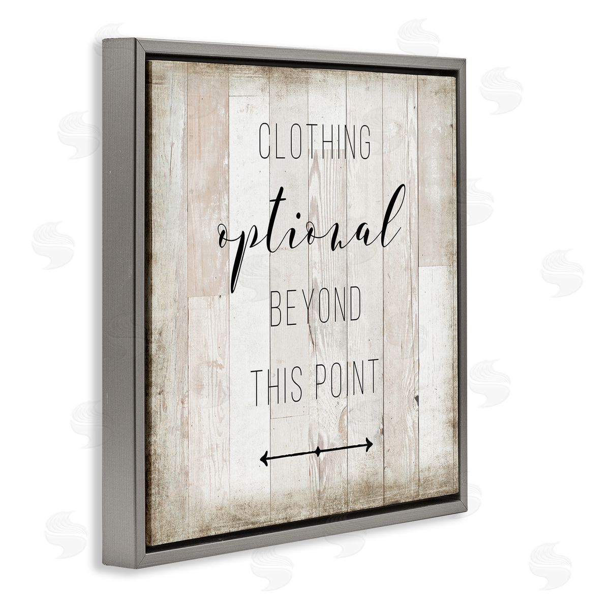 Amanda Murray Clothing Optional Beyond This Point Sign Rustic Pattern Gray Floating Frame Canvas Wall Art Print