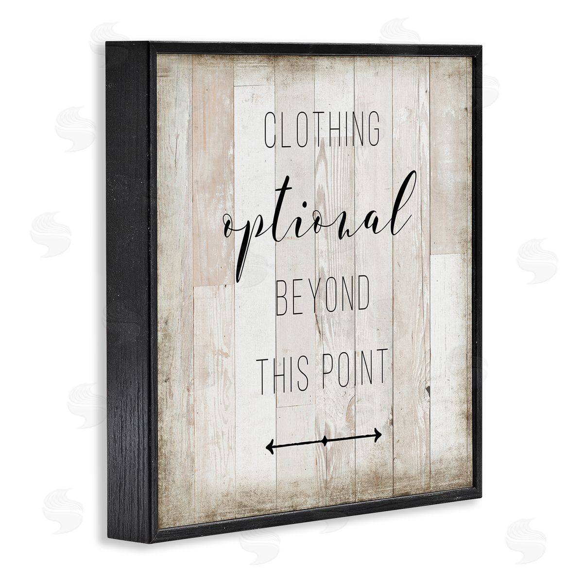 Amanda Murray Clothing Optional Beyond This Point Sign Rustic Pattern Black Framed Glicee Wall Art Print