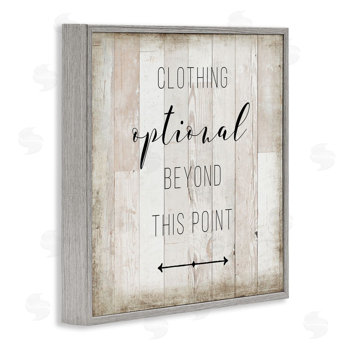 Amanda Murray Clothing Optional Beyond This Point Sign Rustic Pattern Gray Framed Glicee Wall Art Print