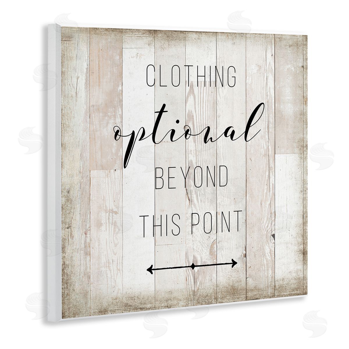 Amanda Murray Clothing Optional Beyond This Point Sign Rustic Pattern Wooden Wall Plaque Art Print