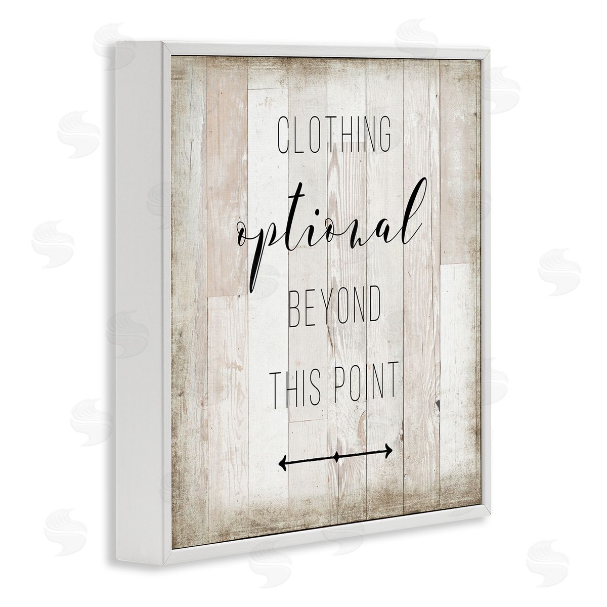 Amanda Murray Clothing Optional Beyond This Point Sign Rustic Pattern White Framed Glicee Wall Art Print