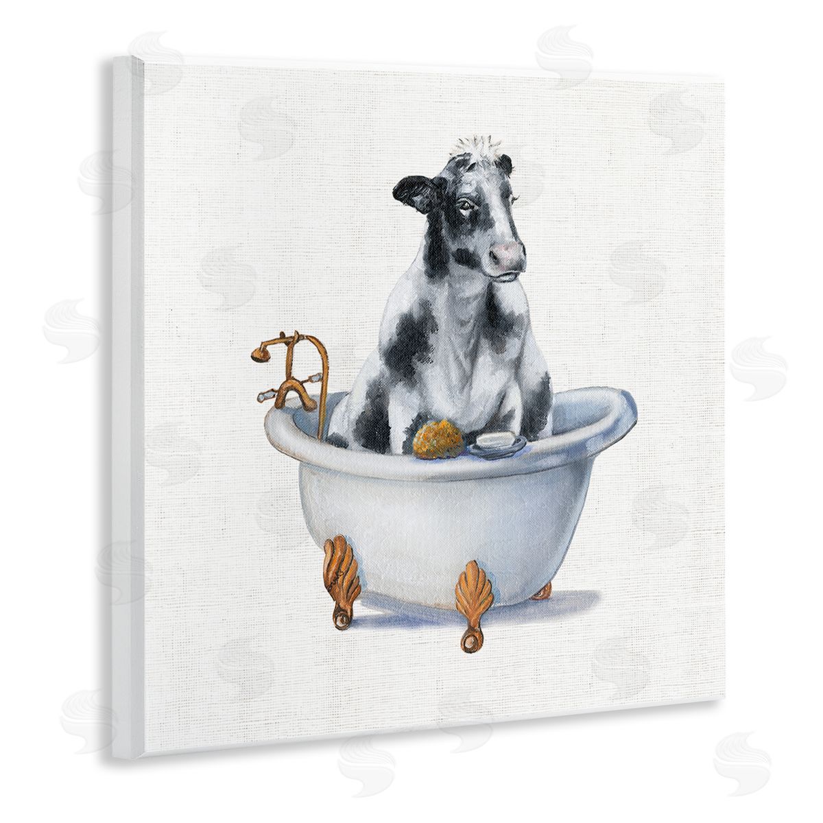 Dairy Cow in Bathtub Wood Plaque Wall Art, Home Decor by Donna Brooks