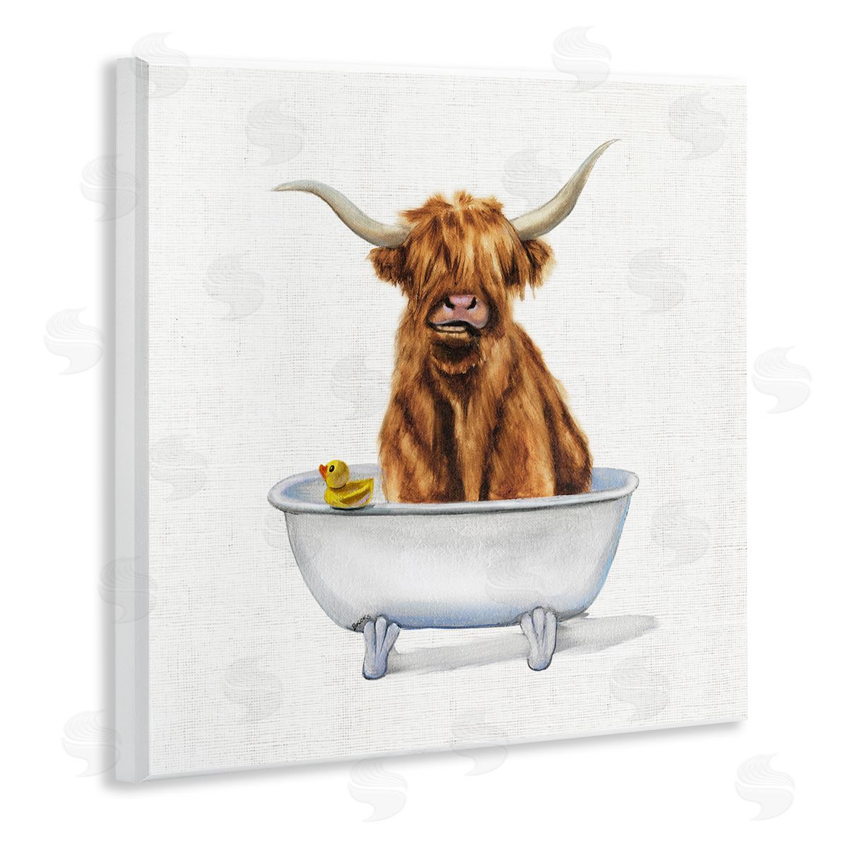 Shaggy Country Cattle in Tub Wood Plaque Wall Art, Home Decor by Donna Brooks