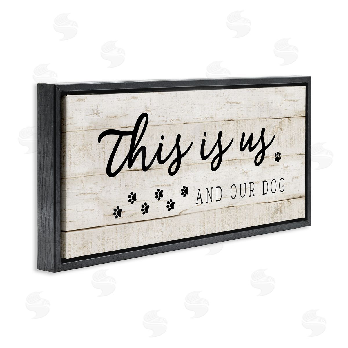 This Is Us & Our Dog Phrase Black Floating Frame Canvas Wall Art, Home Decor by CAD