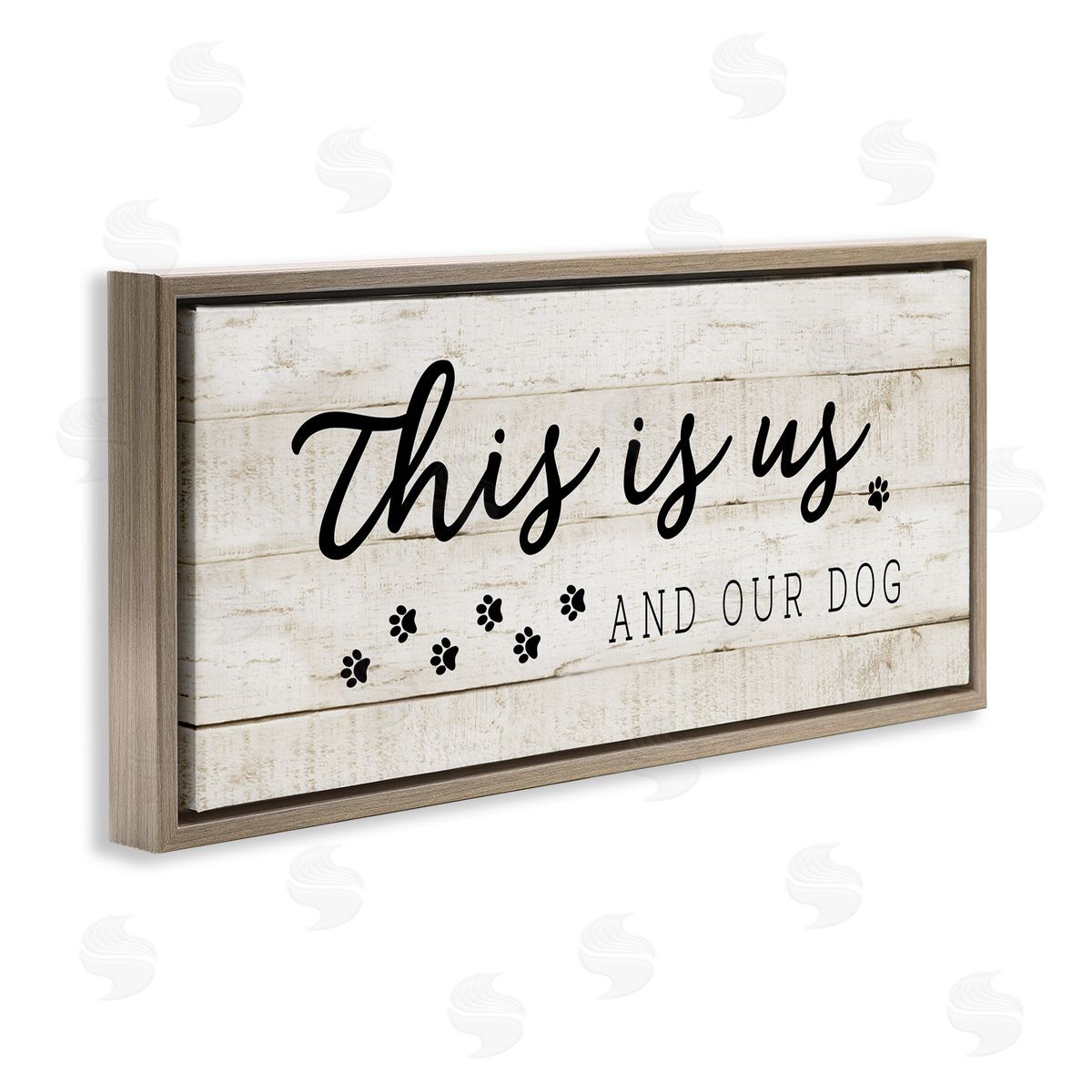 This Is Us & Our Dog Phrase Brown Floating Frame Canvas Wall Art, Home Decor by CAD