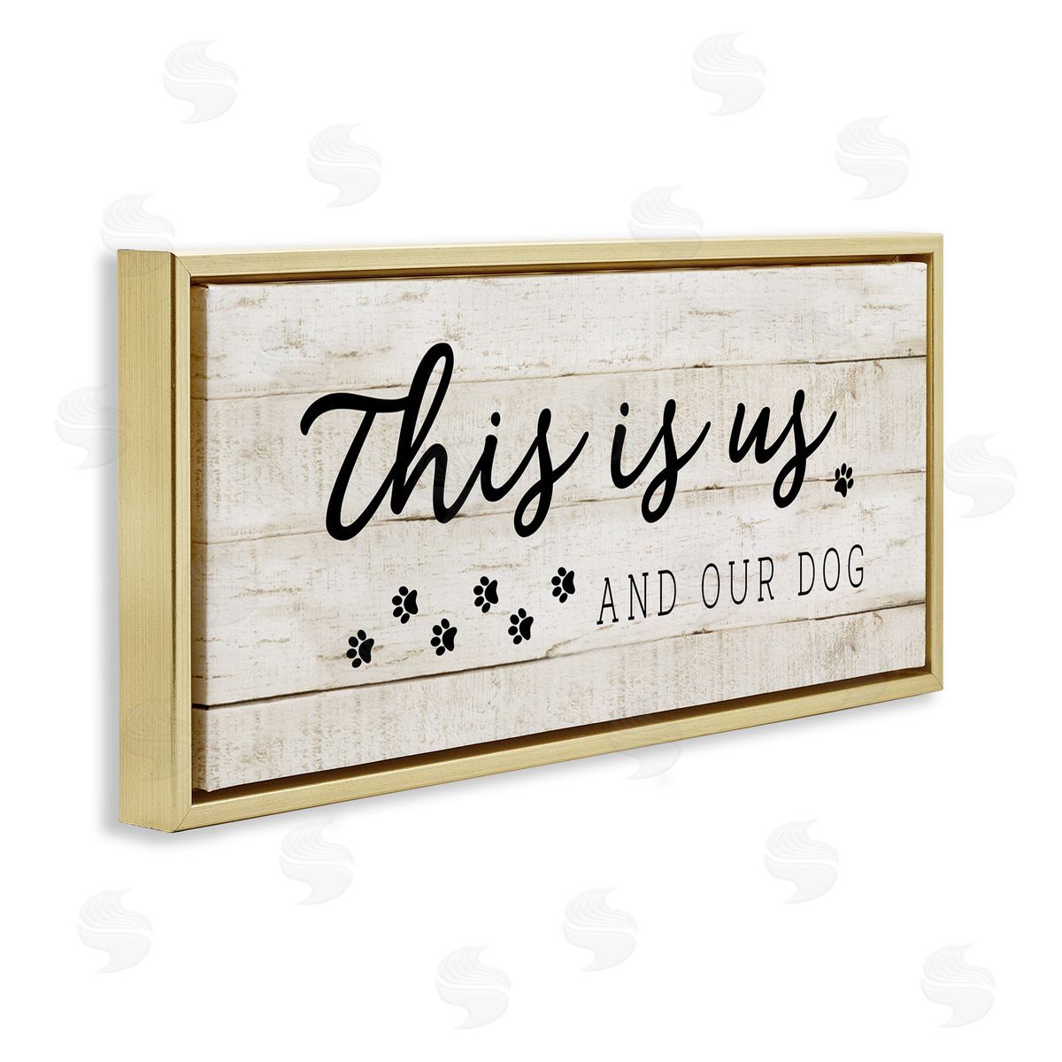 This Is Us & Our Dog Phrase Gold Floating Frame Canvas Wall Art, Home Decor by CAD