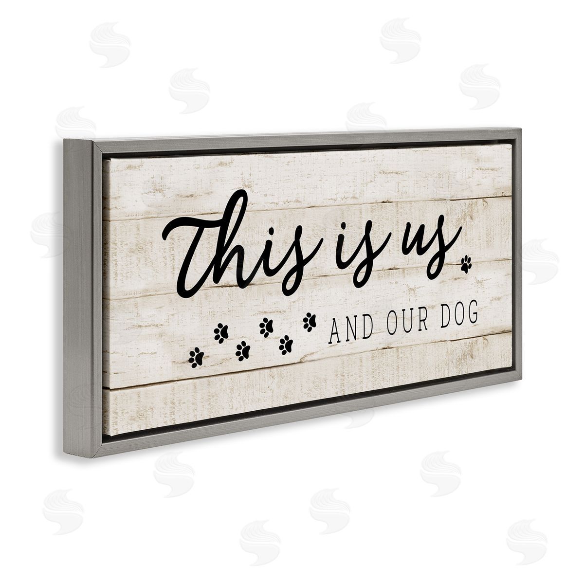 This Is Us & Our Dog Phrase Grey Floating Frame Canvas Wall Art, Home Decor by CAD