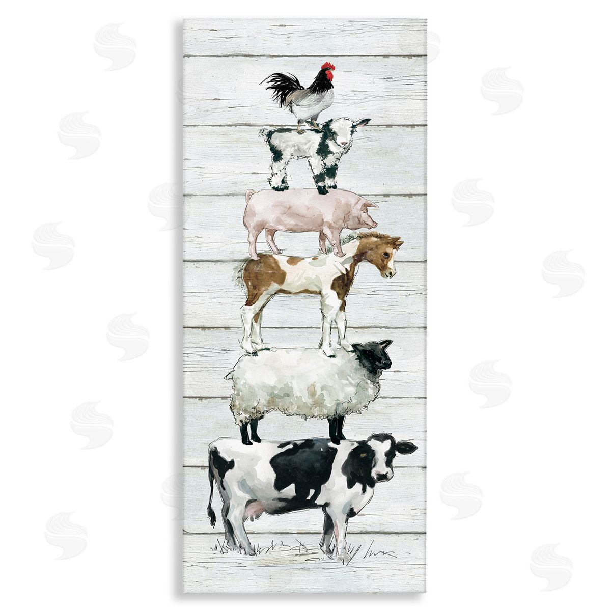 Country Farm Animal Stack Canvas Wall Art, Home Decor by Carol Robinson
