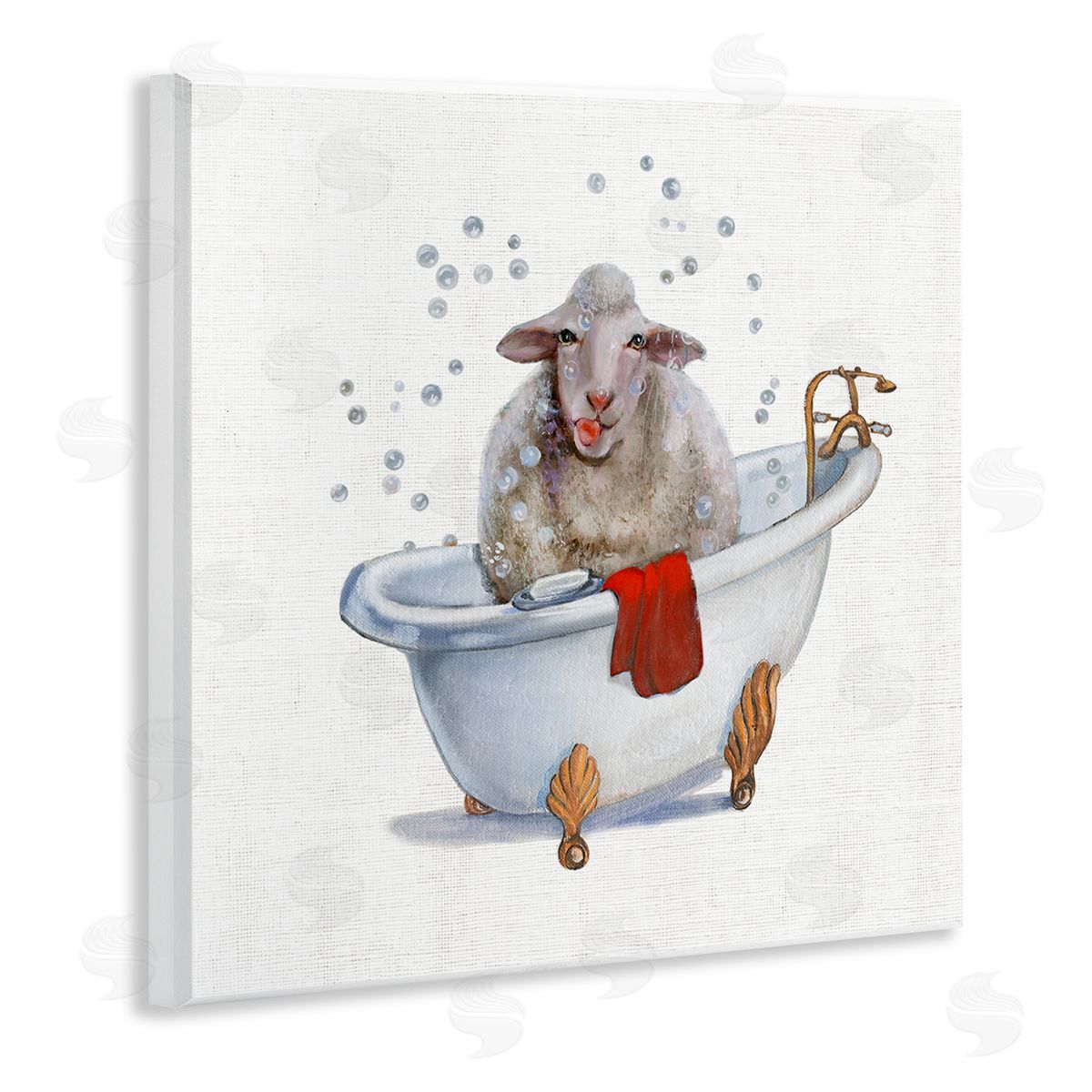 Donna Brooks Shaggy Sheep in Bubble Bath Playful Farm Animal Wooden Wall Plaque Art Print
